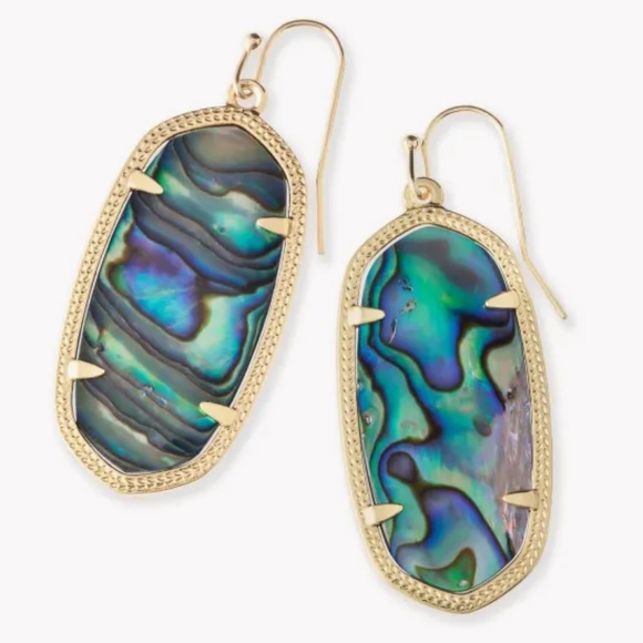 kendra scott elle gold drop earrings in abalone shell - Picture 1 of 7